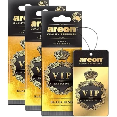 Immagine di AREON VIP Deodorante da appendere in cartone per auto, casa e ufficio, profumo di colonia alta qualità con fragranze naturali, lunga durata, fresco lussuoso, design elegante, Black