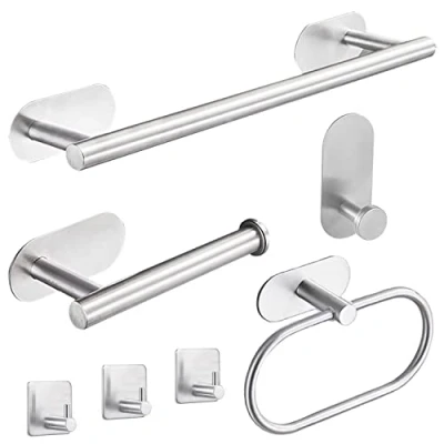 Immagine di Laimew Set di Porta Asciugamani Bagno Adesivo, 7 Pezzi Accessori in Acciaio Inossidabile d&#039;argento da 16 Pollici