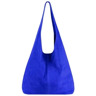 Immagine di Modarno borsa a tracolla da donna in pelle scamosciata pochette, tracolla, shopper, donna, vera (Blu elettrico)