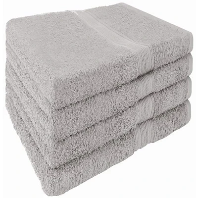 Immagine di NatureMark Set di 4 asciugamani in spugna, 50 x 100 cm, 100% cotone, colore: argento grigio