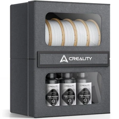 Immagine di Scatola portaoggetti ufficiale Creality per filamenti, antipolvere e antiumidità, supporto in metallo resistente, ripiani a 2 livelli stampa 3D, studio, ufficio laboratorio