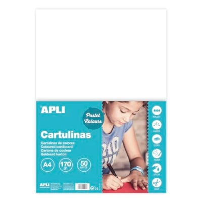Immagine di Apli Cartoncini Colorati Set da 50 Pezzi, A4, Bianco
