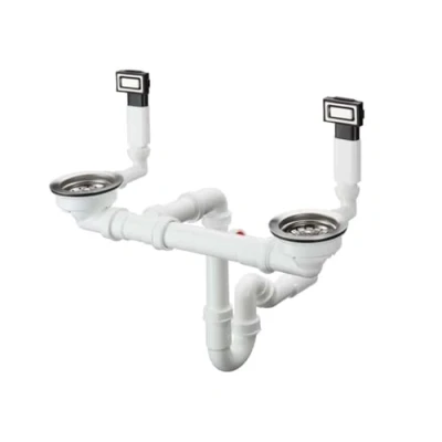Immagine di hansgrohe D15 10 Set scarico manuale e troppopieno per lavello a vasca doppia, acciaio, 43922800