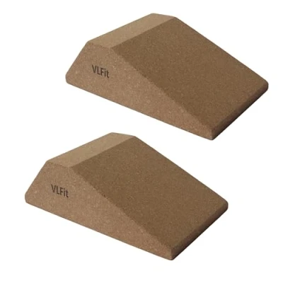Immagine di VLFit Set di 2 cunei in SUGHERO per squat, antiscivolo, slant board polpaccio, caviglia, ginocchio, gamba, rampa tallone, stacchi da terra, yoga, pilates, flessioni, assi