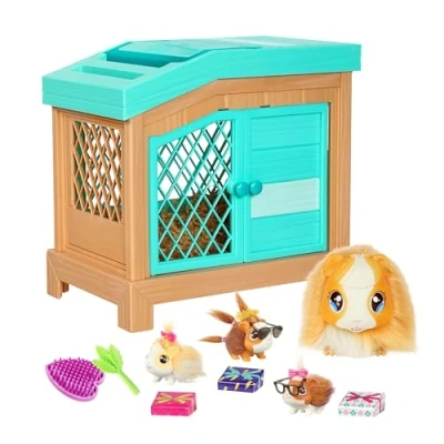 Immagine di Little Live Pets 26410 Soft Interactive Mama Guinea Pig and her Hutch, e i suoi 3 bambini a sorpresa. 20+ suoni reazioni. Batterie incluse. per dai 4 anni in su, 7,8 x 12 11,3 pollici