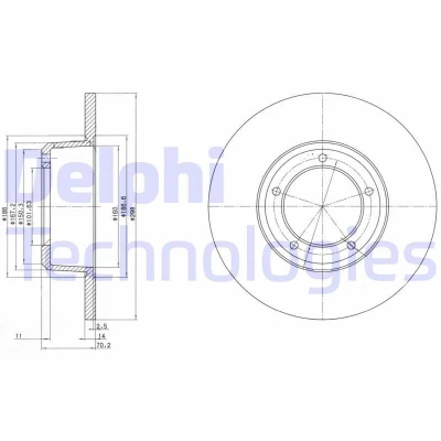 Immagine di DELPHI BG2297 Disco freno 298 14 5 pieno Oleato non trattato senza cuscinetto ruota, anello sensore ABS LAND ROVER: Defender SUV, Range Rover 2