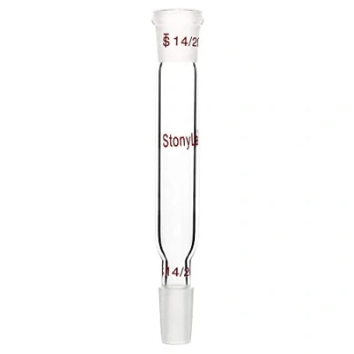 Immagine di stonylab Adattatore di Collegamento Diritto in Vetro, 90mm dal Giunto Esterno 14/20 al Interno per Forniture da Laboratorio Laboratorio, Vetro Borosilicato Glass Connecting Adapter