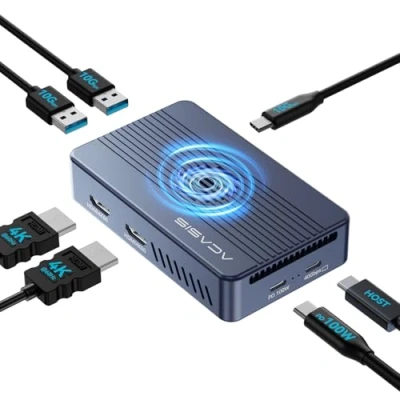 Immagine di ACASIS 40Gbps M.2 NVMe SSD Enclosure, USB C Docking Station per in alluminio con doppio monitor, compatibile Thunderbolt 4/3/USB 3.2, supporta la dimensione del 2280 B+M/M Key