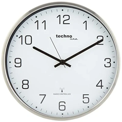 Immagine di techno line WT 8900 Orologio da Parete Radio, Metallo, Argento, 33x4.8x33 cm