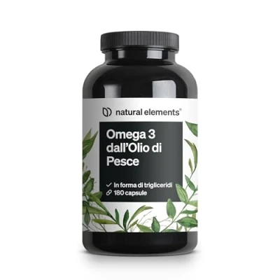 Immagine di Omega 3 180 capsule 2000 mg di olio pesce per dose giornaliera Forma trigliceridi con EPA e DHA Testato in laboratorio, purificato accuratamente proveniente da acciughe peruviane