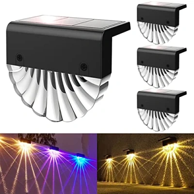 Immagine di Anmossi Luce Solare Esterno,IP65 Impermeabile LED Lampade Solari da Esterni,2 Modalità,Bianco Caldo/Colore,Lampada Parete per Giardino,Recinzione,Patio(4 Pezzi)
