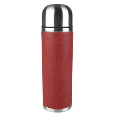 Immagine di Emsa 515715 Senator Bottiglia Termica con Chiusura Safe Loc Fascia in Silicone, Acciaio Inossidabile, Rosso, 1,00 Liter