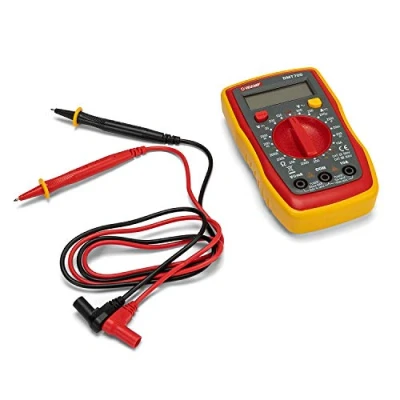 Immagine di Multimetro Digitale. Tester tascabile 7 funzioni,con 2 Sonde, guscio e display retro illuminato. Amperometro, Voltmetro, ohmmetro, verifica continuità, DC/AC, diodo, batteria, resistenza, tasto HOLD