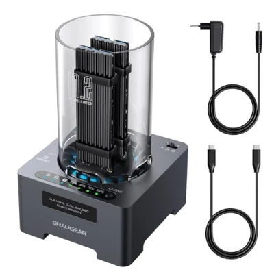 Immagine di M.2 NVMe SSD Clone Station per PCIe, M Key, USB3.2 Gen2x2 20Gbps docking station, 60 mm, alimentatore di rete