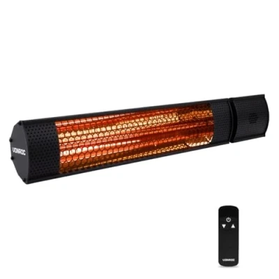 Immagine di VONROC Stufa riscaldante a infrarossi 2000W da esterno. 2 livelli di calore. Per parete e soffitto. Con elemento anabbagliante. Incl. Telecomando. Nero