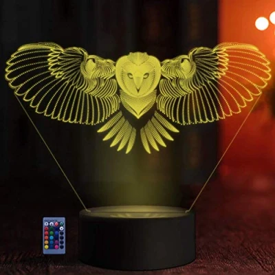 Immagine di 3D Gufo Luce Della Notte LED Lampada 7/16 Colori USB Power Telecomando Interruttore Tattile Giocattoli per Bambini Decor di Natale Regalo Compleanno