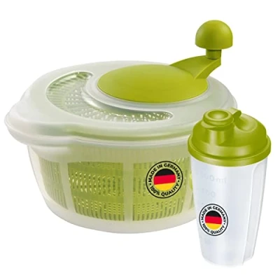 Immagine di Westmark Set per Insalata: 1 Centrifuga Insalata, 5 Litri + Shaker, 0,5 Litri, Plastica, Senza BPA, Fortuna, Colore: Trasparente/Verde, 243222E7