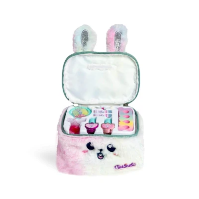 Immagine di MARTINELIA vanity trucco Coniglio in pelliccia sintetica Cofanetto per bambini Set bellezza ragazza Smalto unghie, rossetto e ombretti Confezione regalo