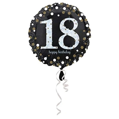 Immagine di Anagram Pallone Foil Standard 17&quot; 42 Cm Sparkling Bday 18, Multicolore, 7A3323901