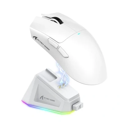 Immagine di ATTACK SHARK X11 Gaming Mouse with Magnetic Charging Dock, PixArt PAW3311 Sensor, BT/2.4G Wireless/Wired Mouse, 22000 DPI, Office Mice Gamer for Win11/Xbox/PS/Mac (White)