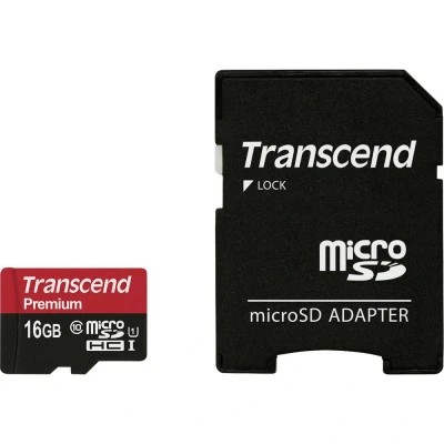 Immagine di Transcend Premium Scheda microSDHC 16 GB Class 10, UHS I incl. Adattatore SD