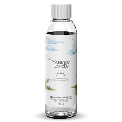 Immagine di Yankee Candle Signature Diffusore a bastoncini Ricarica Clean Cotton 200 ml Fino 20 settimane di fragranza Un regalo perfetto per una donna