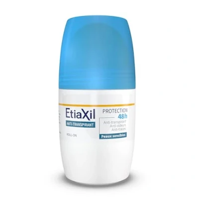 Immagine di ETIAXIL Deodorante antitraspirante Sudorazione moderata Protezione 48 ore Ascelle Adatto per pelli sensibili Roll on Made in France 50 ml