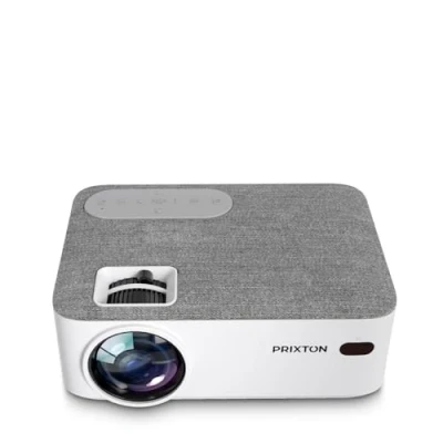 Immagine di PRIXTON Videoproiettore Portatile Lumière LED Full HD 5.000 Lumen Connessione HDMI, USB, MicroSD, AUX IN, AV IN Altoparlanti integrati Telecomando incluso Colore Bianco