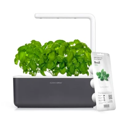 Immagine di Click &amp; Grow, Orto da Interno con 3 Capsule di Terreno, Illuminazione e Irrigazione Automatica, più Facile della Coltivazione Idroponica, Kit completo