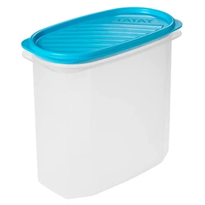 Immagine di TATAY Contenitore per Alimenti, Ermetico, capacità 2L, Coperchio a Scatto Flessibile, Senza BPA, Adatto al microonde e alla lavastoviglie, Blu. Dimensione: 18,4 x 9,7 17,8 cm
