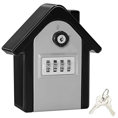 Immagine di Cassaforte per Chiavi Grand Esterno Cassetta Combinazione a 4 Cifre e Emergenza Chiave, Muro Sicurezza Casa (Argento)