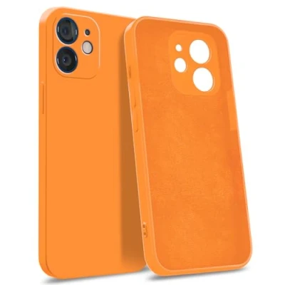 Immagine di MyGadget Custodia in Silicone compatibile con iPhone 12 [Quadrupla Protezione] Case Rigido Fodera Microfibra Cover Arancio