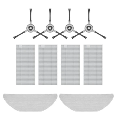 Immagine di C U Set di Accessori per Lefant N3 ricambio: 4 spazzole laterali, filtri HEPA e spugne filtranti,2 Panno Ricambio,per Robot Aspirapolvere Lavapavimenti