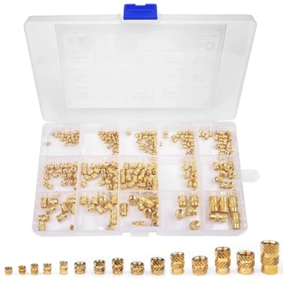 Immagine di Newpop 300 Pezzi Inserti Filettati, Dadi in Ottone per Stampa 3D, Inserto Filettato, Boccola Filettata Ottone, Dado Filettatura Loptop, Automobilistica Guscio Plastica