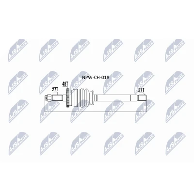 Immagine di NTY NPW CH 018 Albero motore / Semiasse Assale anteriore Sx 591 JEEP: GRAND Cherokee 2, II