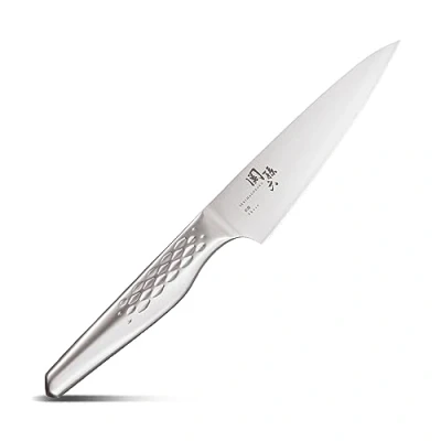 Immagine di Kai Seki Magoroku Shoso coltello multiuso piccolo 12,0 cm lunghezza lama acciaio inossidabile 5CR15MoV 56 (±1) HRC affilatura convessa manico in 18 8 con motivo a rombi