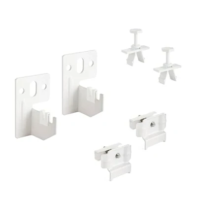 Immagine di Coppia di mensole per installazione rapida a muro con morsetti e distanziatori radiatore tubolare colonna Colore bianco Regolazione distanza da (30 40 mm) 2 pezzi.