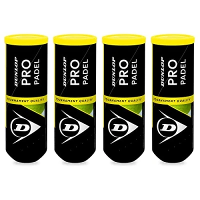 Immagine di Dunlop, Pro Padel, Confezione con 4 Tubi da 3 Palline Padel di Qualità, Gioca le Palle dei Campioni, Ideale per i Tornei, Genera Colpi Vincenti