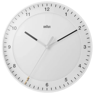 Immagine di Braun Orologio da Parete Grande Analogico Classico Movimento Continuo Silenzioso, Facile leggere, Diametro di 30 cm, Colore bianco, modello BC17W.