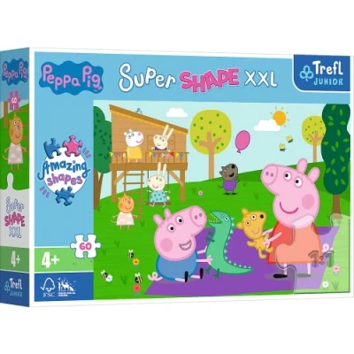 Immagine di Trefl 60 XXL Super Shape Forme Pazze, Pezzi Grandi, Da Colorare Con I Personaggi Delle Fiabe, Dai 4 Anni in Su Puzzle, Colore Peppa Pig, Gioca Il Fratello, 50011