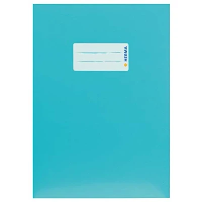 Immagine di HERMA 19769 copertina per quaderni, formato A5, in cartone turchese, con etichetta carta robusta e extra resistente, quaderni scolastici, colorata