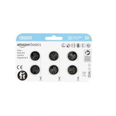 Immagine di Amazon Basics Batterie a bottone al litio CR2025, 3 V, energia di lunga durata, senza mercurio, confezione da 6