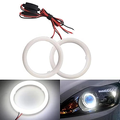 Immagine di Qasim 1 paio di LED COB Angel Eyes Halo Rings 60MM Bianco con Guscio in Plastica Cotone per Auto Moto Faro DRL Fendinebbia 36SMD DC9 30V