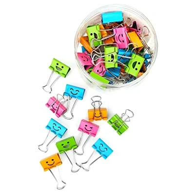 Immagine di D.RECT Clip per Raccoglitori, Confezione da 48 Morsetti Pieghevoli Ufficio, Paper Clips, 25 mm, Forniture Metallo, multicolore