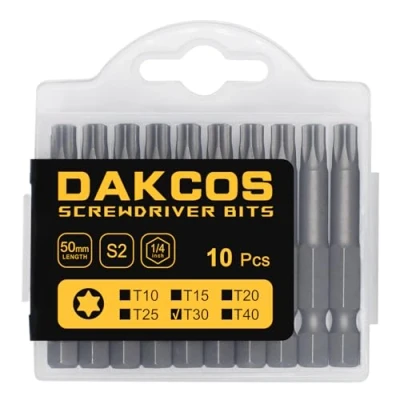 Immagine di DAKCOS punte T30, Torx Bit assortimento di S2 (lunghezza: 50 mm, 10 pezzi)