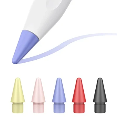 Immagine di TiMOVO 5 Pezzi Punte Compatibili con Apple Pencil Pro/1a/2a Generazione/USB C, Pennino Ricambio Tips per iPad tablet Accessori Alta Precisione Sensibilità Punte, Rosa + Giallo Nero Viola Rosso