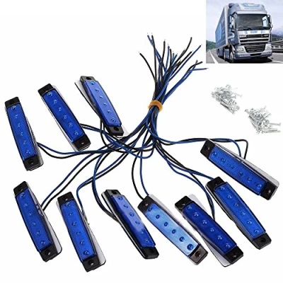Immagine di PolarLander 10Pcs 24V 6LED Indicatori di direzione Laterali Luci Lampada per Auto Camion Rimorchio 6 LED Ambra Clearence Bus Impermeabile Blu