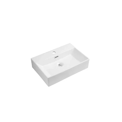 Immagine di iBathUK Zagabria Lavabo rettangolare da appendere alla parete, compatto in ceramica, 510 x 360 130 mm, bianco