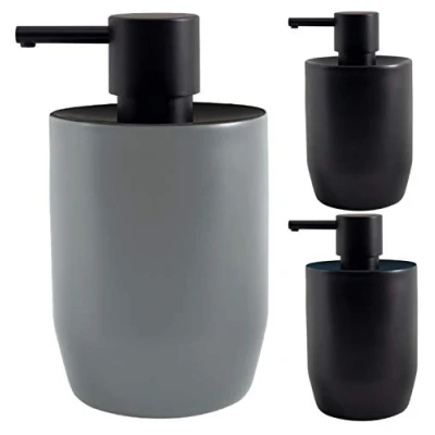 Immagine di Spirella dispenser di sapone Jaro con pompa in acciaio inox, per liquido, porcellana, 300 ml, colore nero