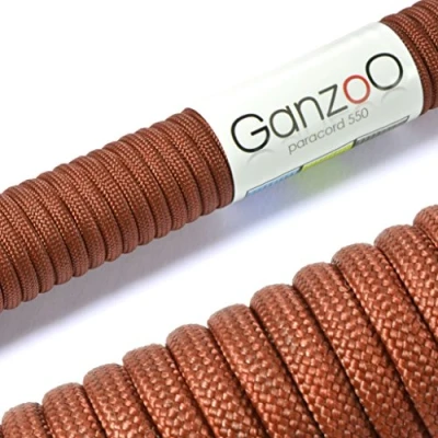 Immagine di Ganzoo Paracord 550, corda da 4mm, 15 Metri, Poliestere, Tipo 3 7 fili interni, fai te guinzaglio per cani collare bracciale, campeggio sopravvivenza e multifunzione, marrone scuro